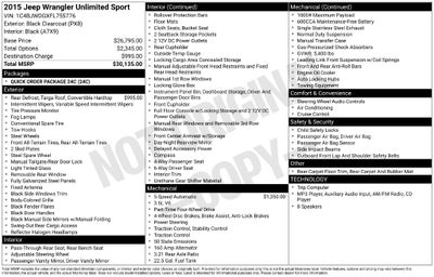 2015 Jeep Wrangler Unlimited Sport