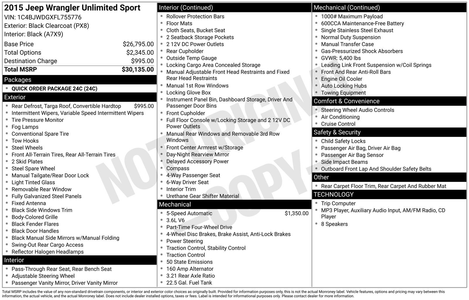 2015 Jeep Wrangler Unlimited Sport