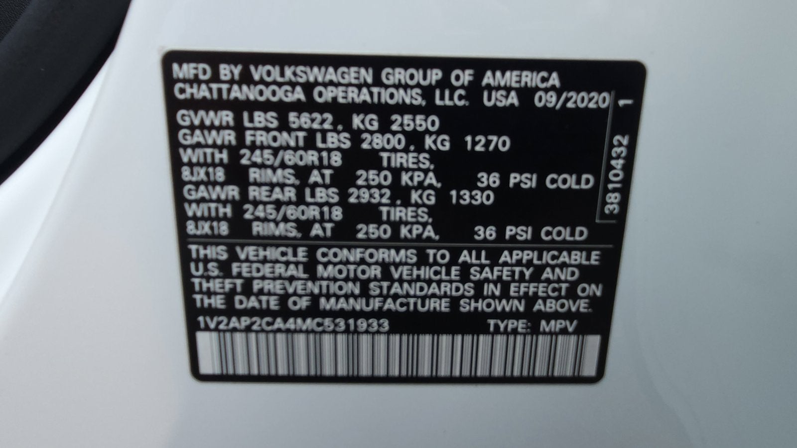 2021 Volkswagen Atlas 2.0T S