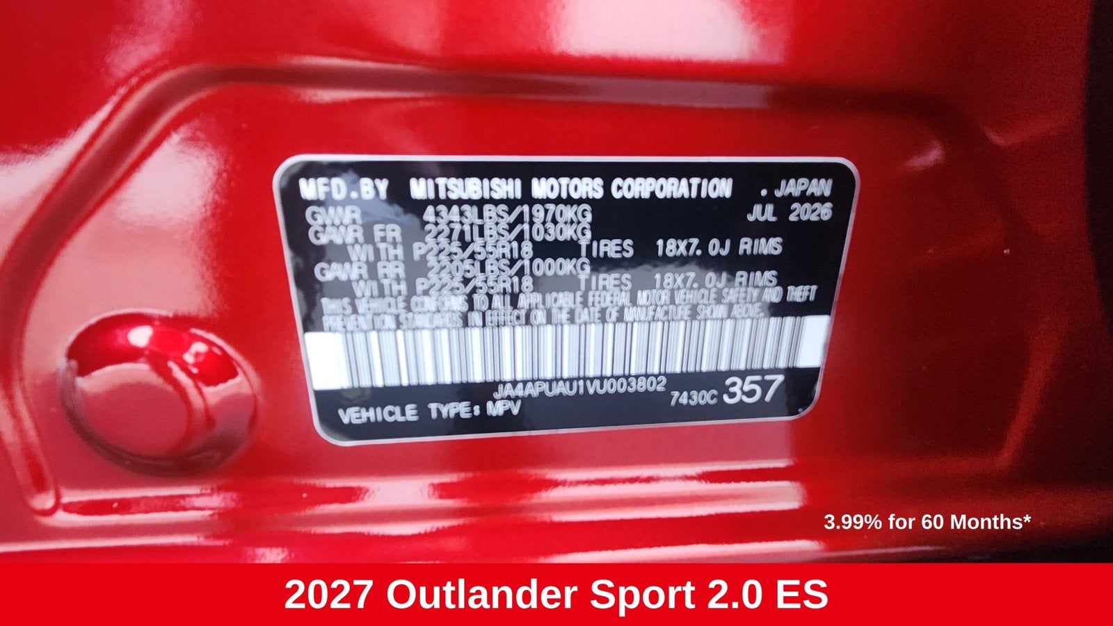 2027 Mitsubishi Outlander Sport 2.0 ES