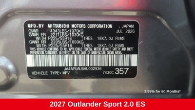 2027 Mitsubishi Outlander Sport 2.0 ES