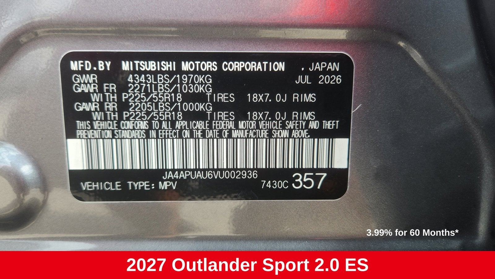 2027 Mitsubishi Outlander Sport 2.0 ES
