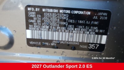 2027 Mitsubishi Outlander Sport 2.0 ES
