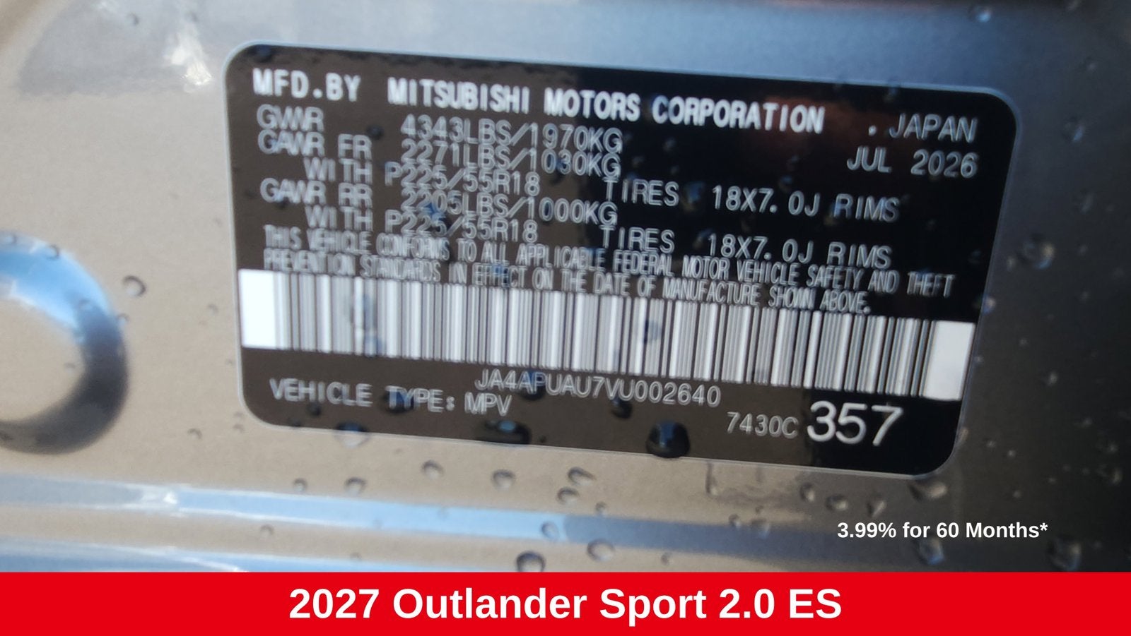 2027 Mitsubishi Outlander Sport 2.0 ES