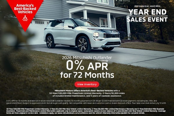 2026 Outlander 0% APR for 72 months